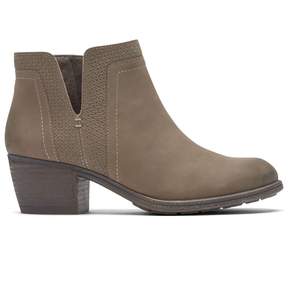 Rockport Womens Cobb Hill Anika V-Cut - Booties Grey - FZX358169